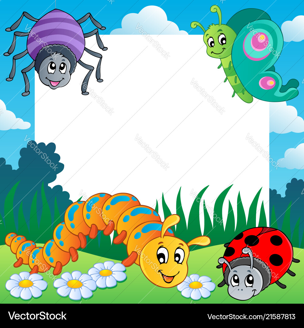 Frame with bugs theme 1 vector image