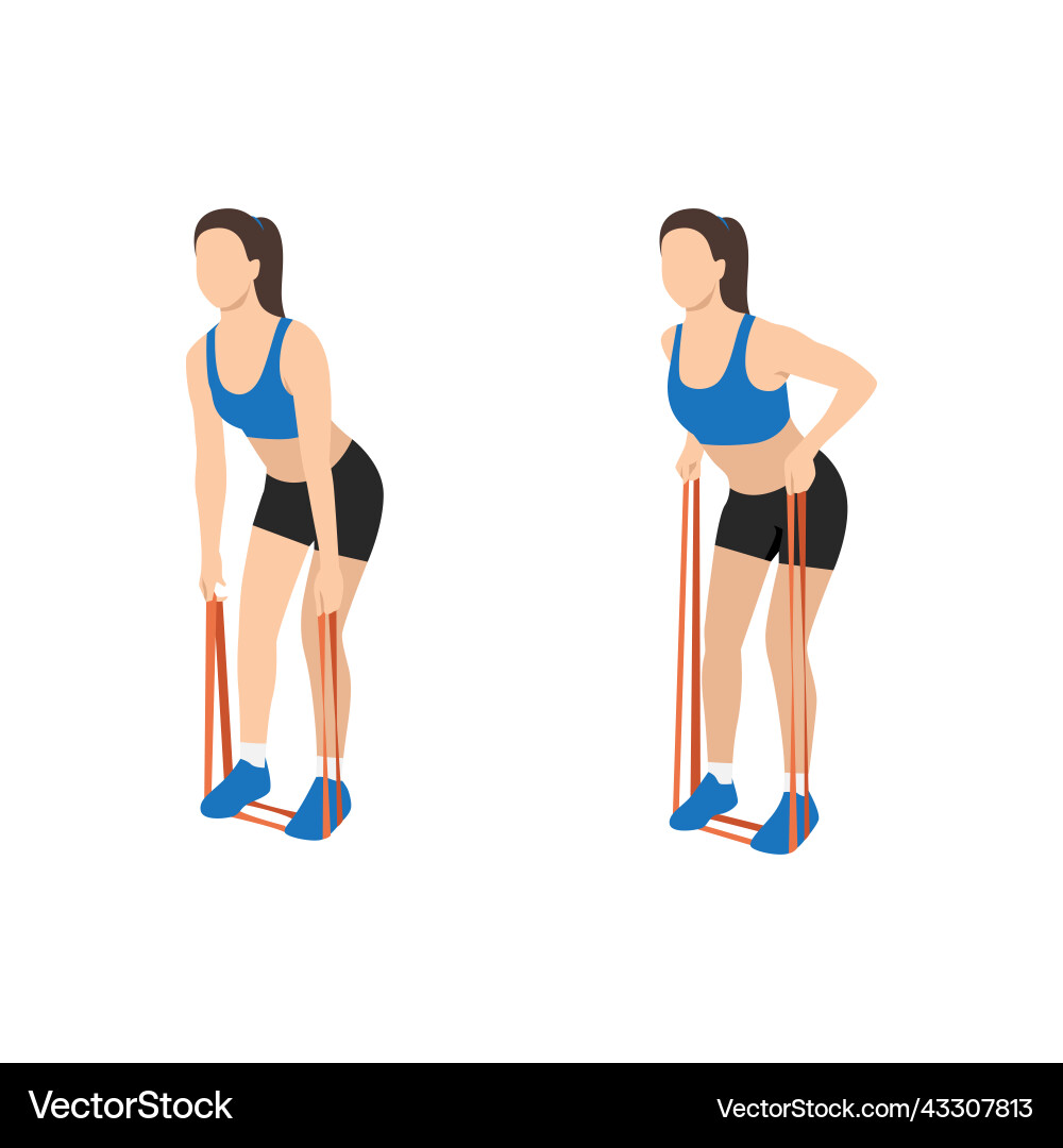 Man doing upper back bent over row with resistance Man doing upper back bent over row with resistance vector image