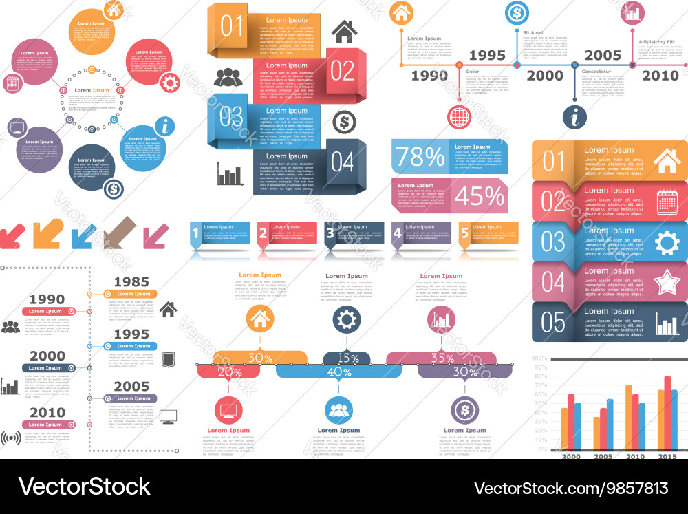 Modern Data Visualization Elements vector image