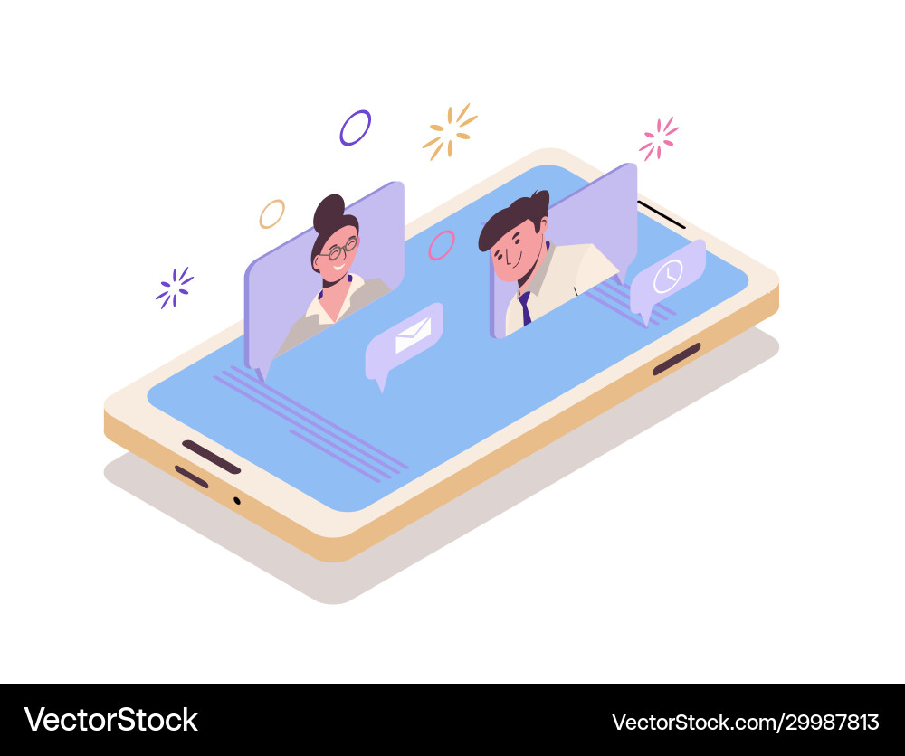 Modern flat isometric concept communication vector image