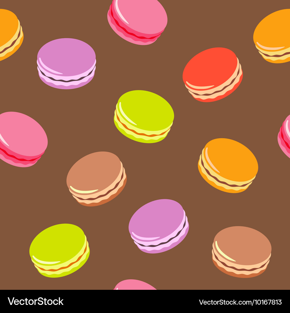Seamless pattern with assorted colorful macarons Vector Image