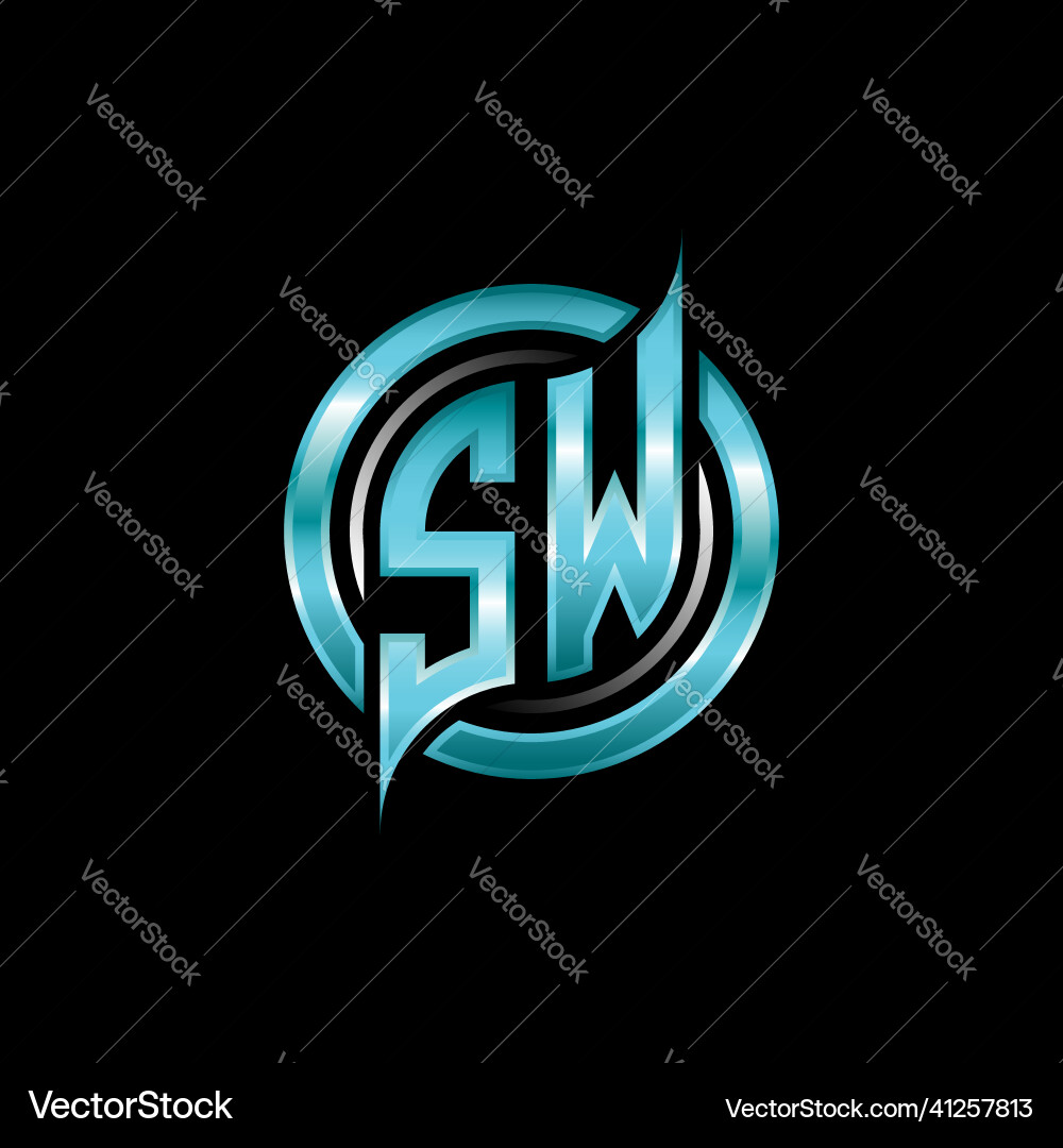 Sw initial monogram logo circle rounded Vector Image