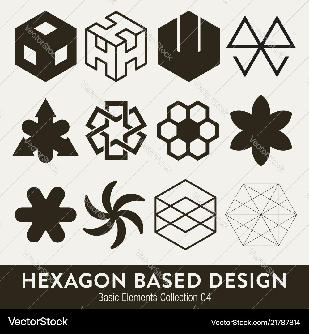 Basic design collection hexagon based elements Basic design collection hexagon based elements vector image