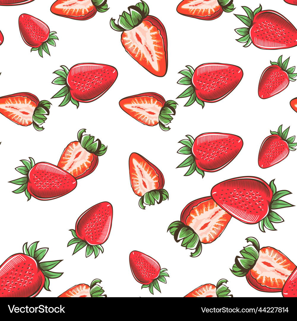 Colored seamless pattern with strawberries Colored seamless pattern with strawberries vector image