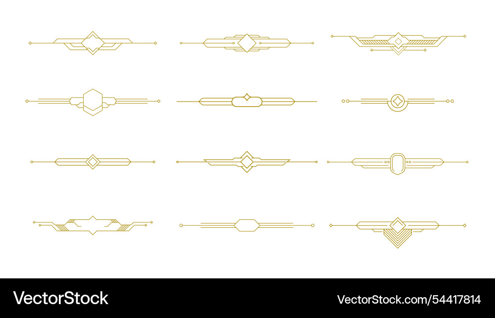 Geometric line art separation text devider set Geometric line art separation text devider set vector image