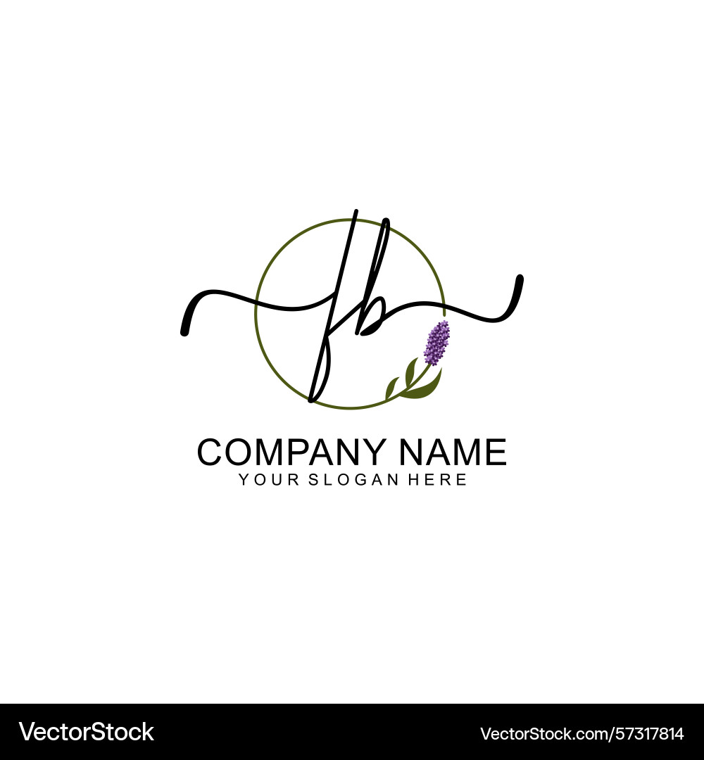 Handwritten fb initial logo with circle Handwritten fb initial logo with circle Vector Image