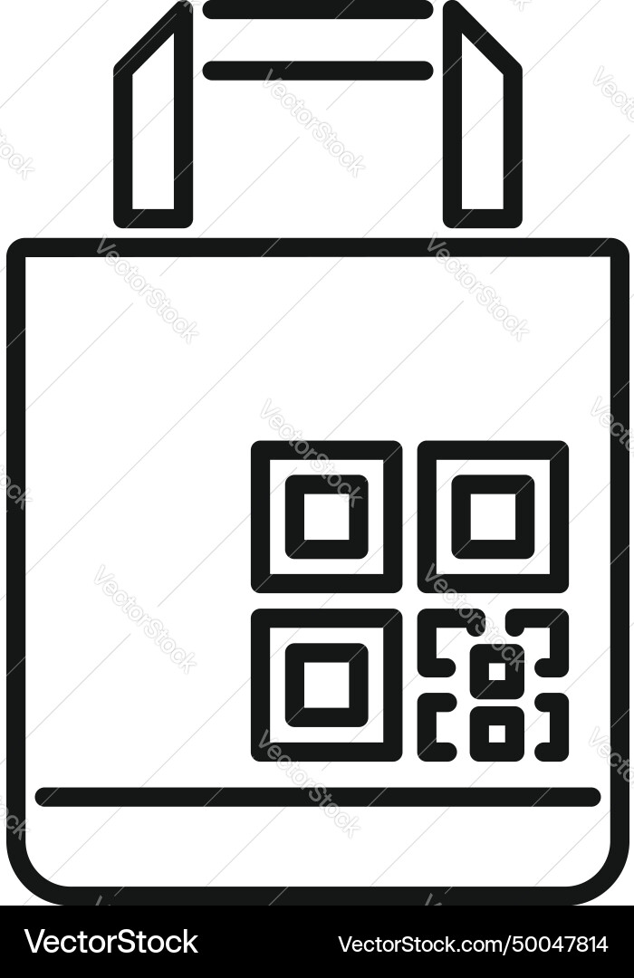 Label cell app icon outline scan paper bag Label cell app icon outline scan paper bag vector image