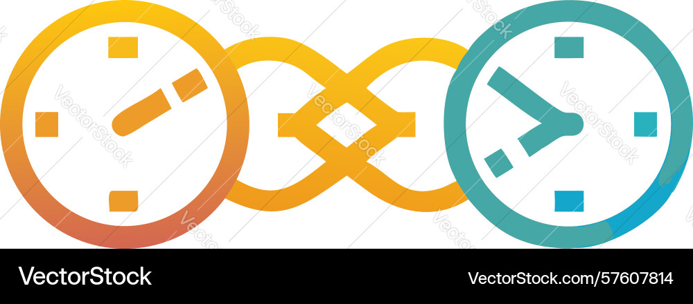 Linked clocks time management loop concept design vector image