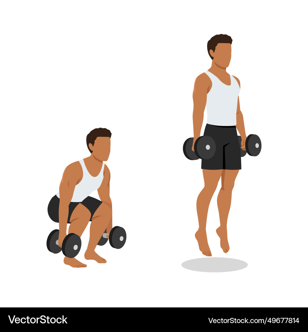 Man doing dumbbell jump squat exercise Man doing dumbbell jump squat exercise vector image