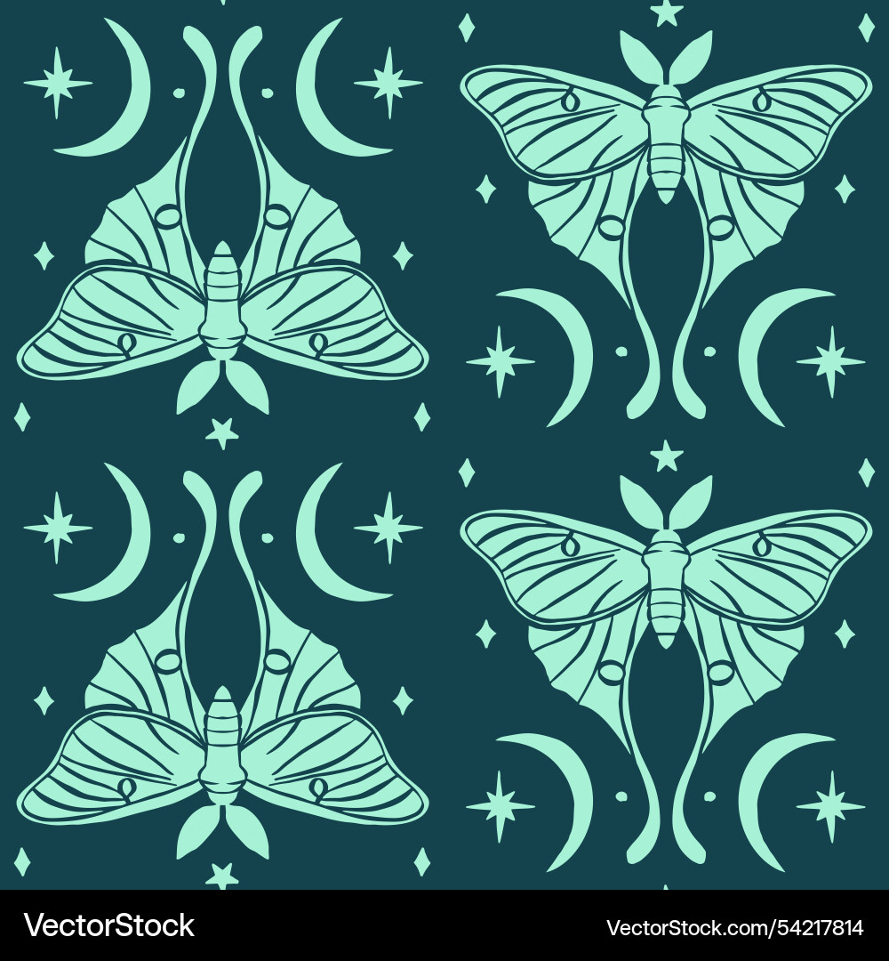 Monochrome seamless pattern with celestial luna vector image