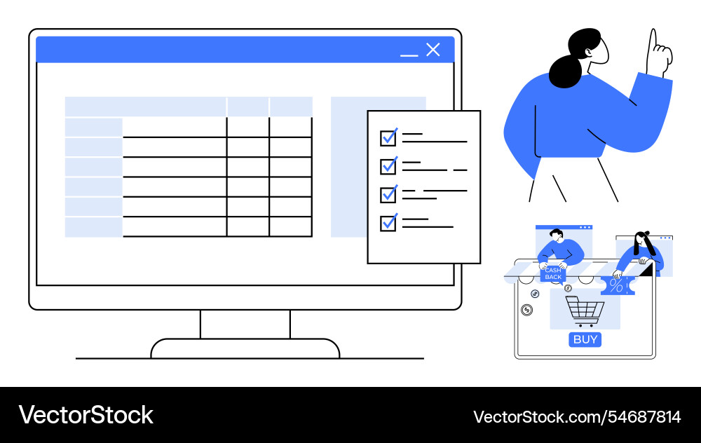 Online shopping application interface with task Online shopping application interface with task vector image