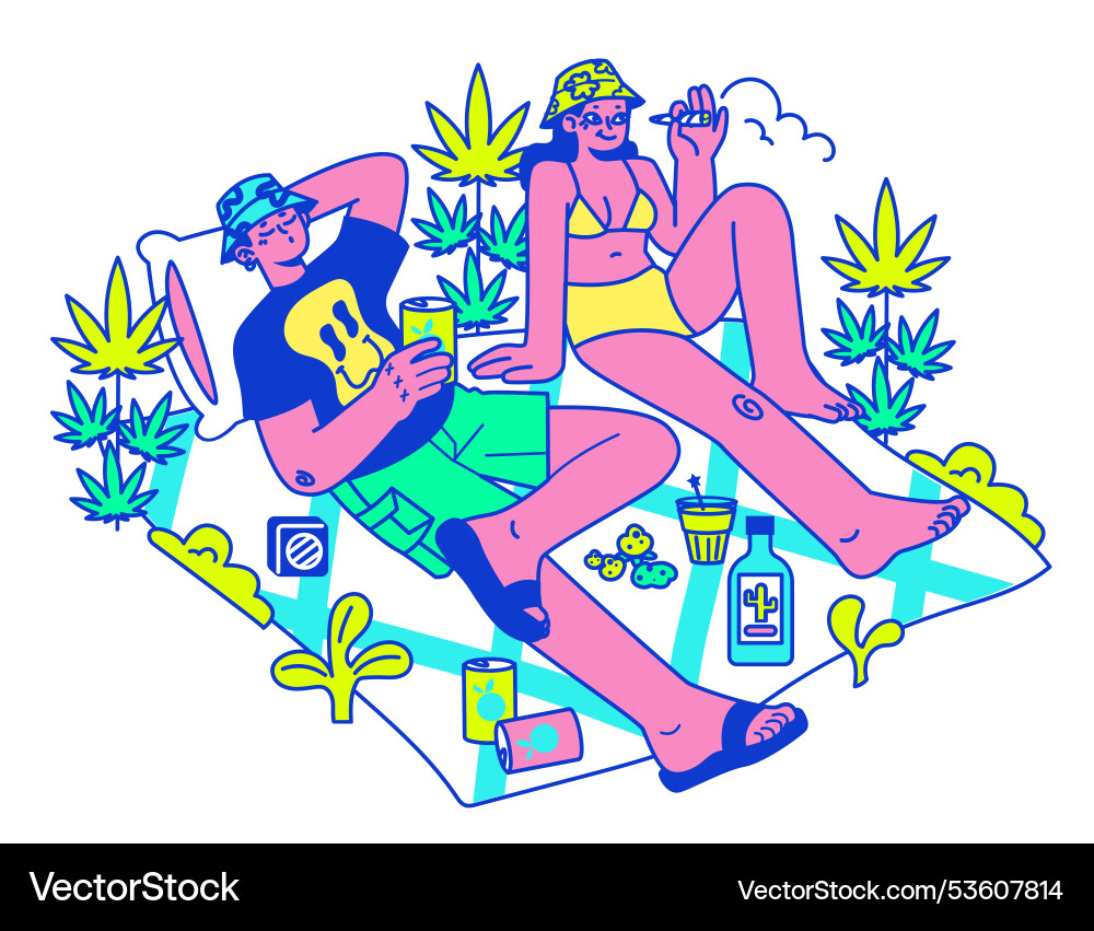 Psychedelic trip party rave camp Charaktere Psychedelic trip party rave camp Charaktere vektorbild