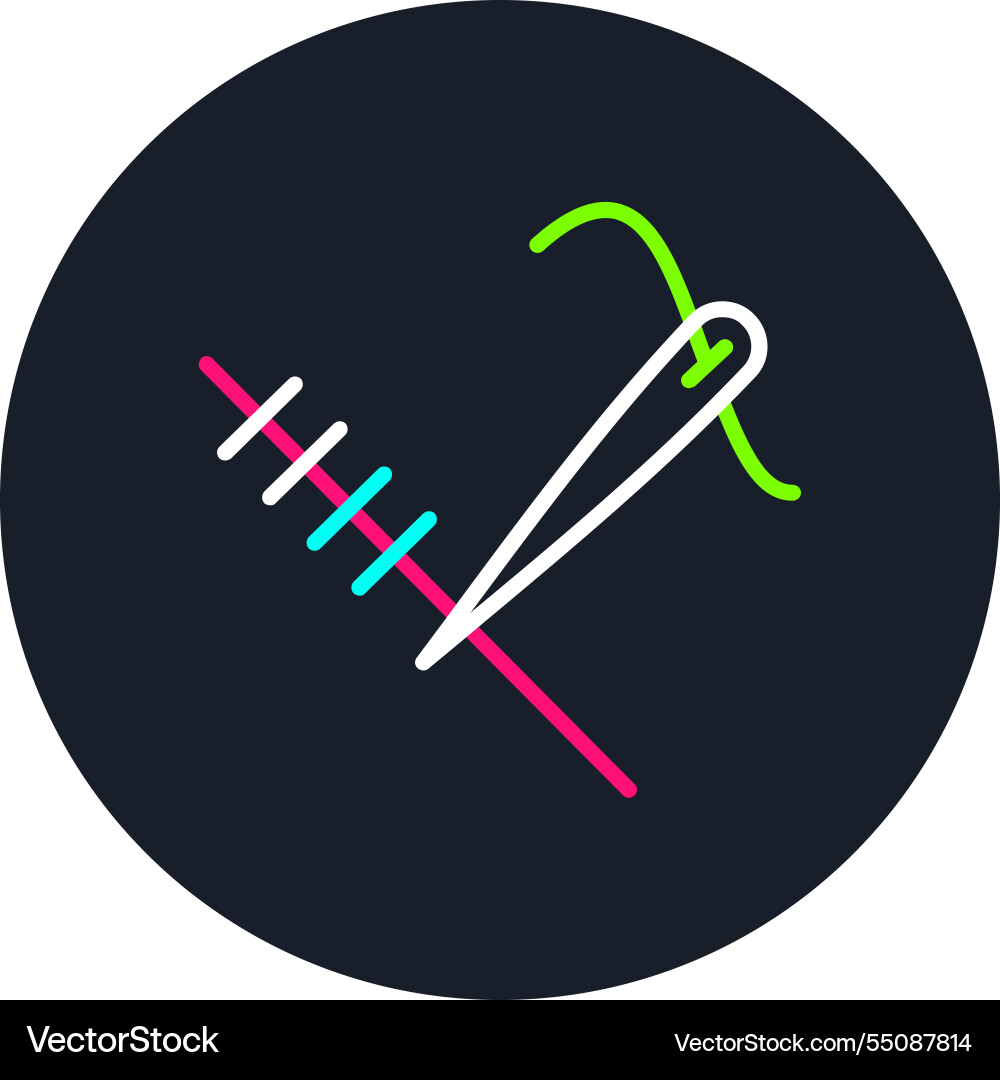 Stitching line multi color icon Vector Image