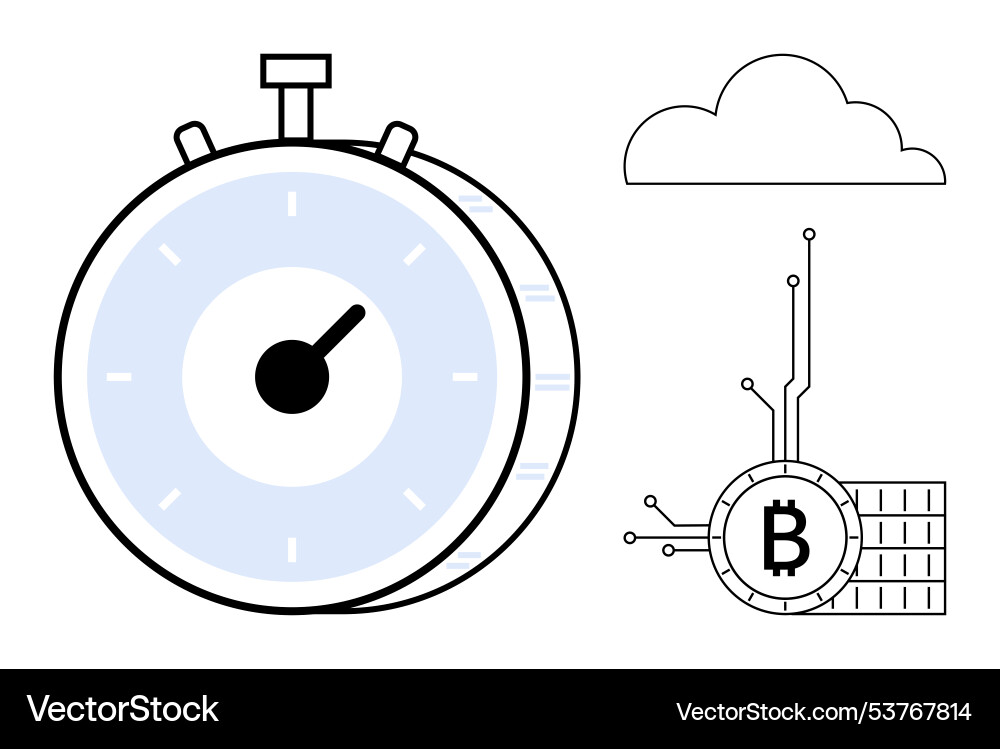 Stopwatch representing time management and bitcoin Stopwatch representing time management and bitcoin vector image