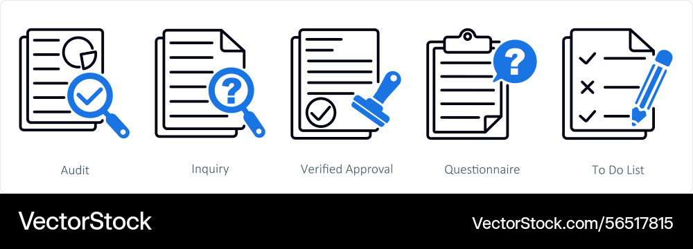 A set of 5 survey and rating icons as audit Vector Image