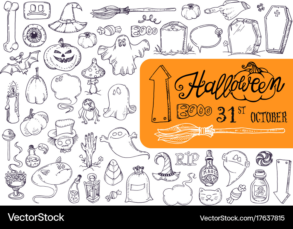 Halloween Doodle Kollektion vektorbild