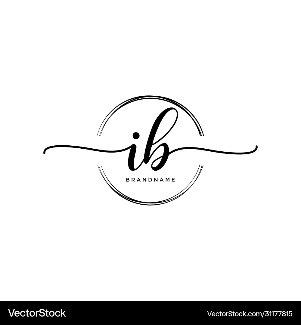 Ib initial handwriting logo with circle template vector image