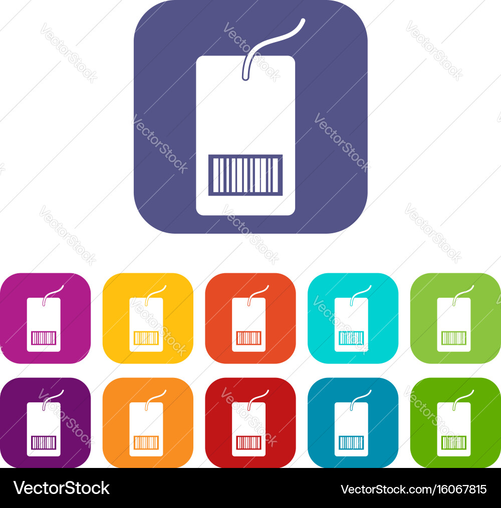 Tag with bar code icons set vector image