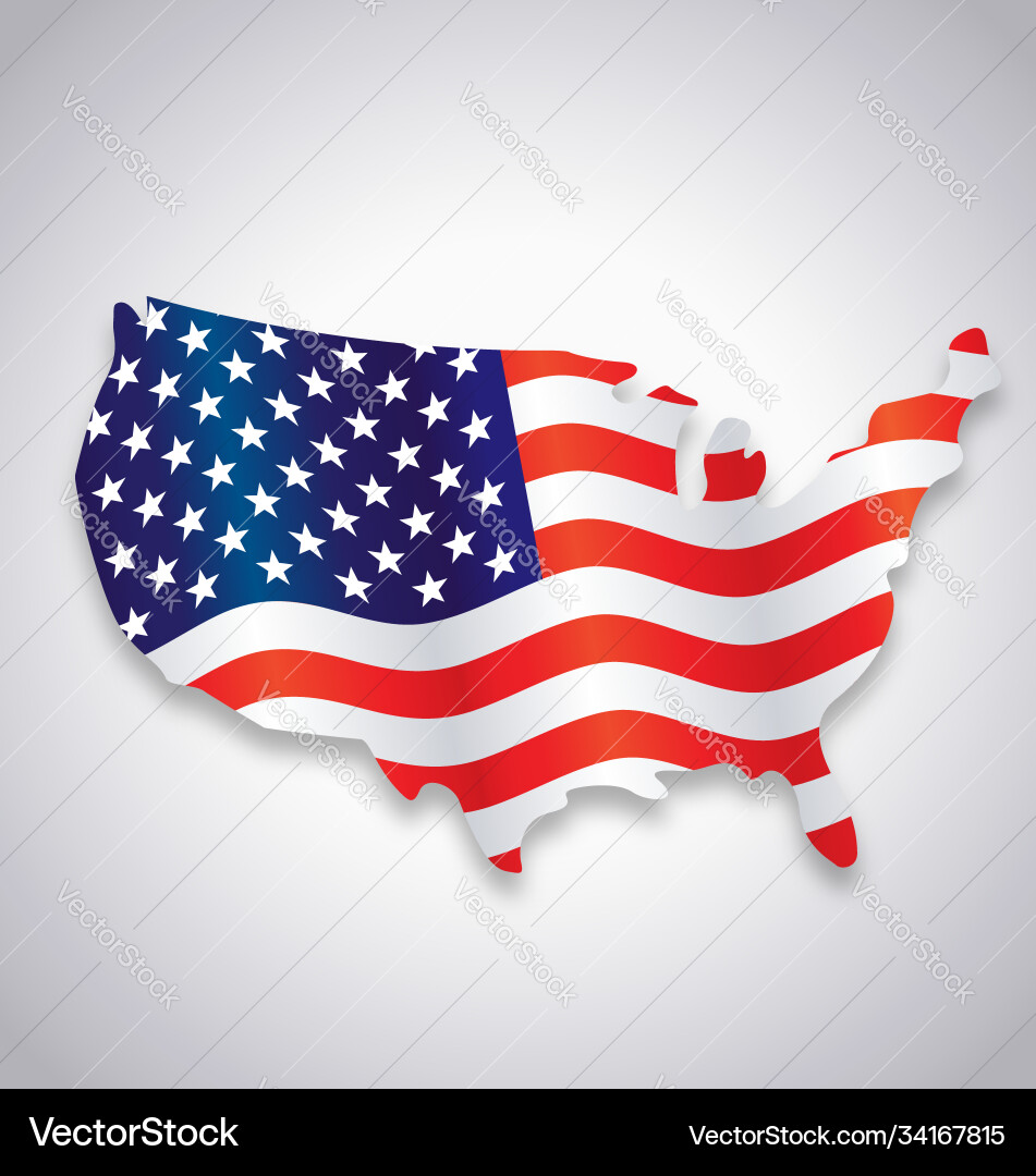 USA Flag in Map Symbol vector image
