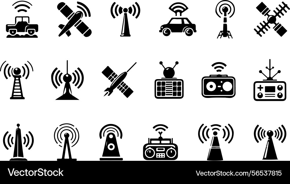 Wireless antenna icons for ui and web Vector Image