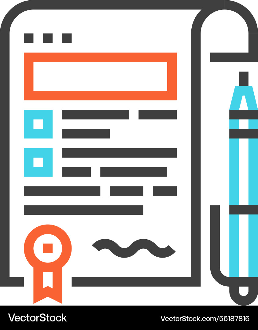 Contract flat line web icon concept Contract flat line web icon concept vector image