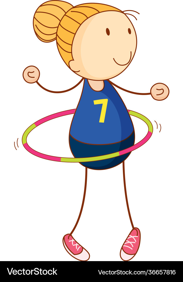 Cute girl playing hula hoop cartoon character Cute girl playing hula hoop cartoon character vector image
