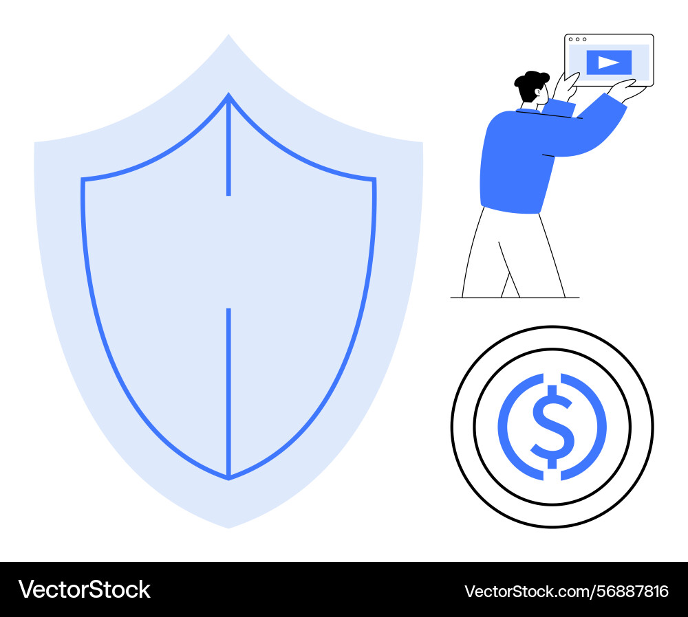 Digital security with video tutorial and financial Digital security with video tutorial and financial vector image