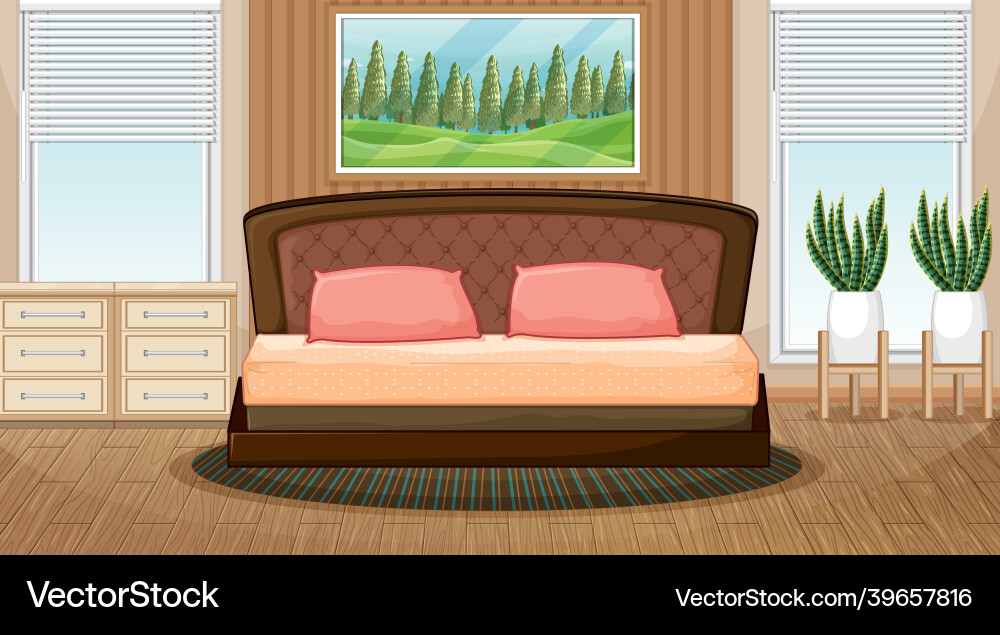 Empty bedroom scene with objects Empty bedroom scene with objects vector image