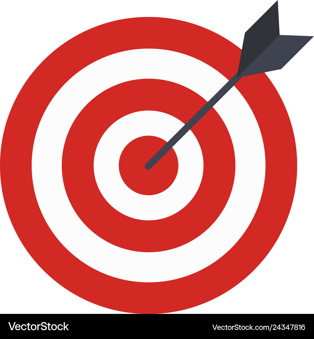 Flat icon design target with arrow goal achieve