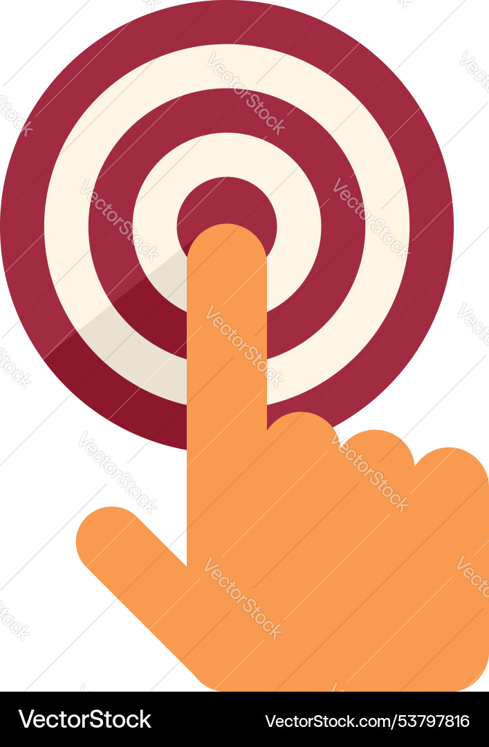 Hand pointing at center of target symbol with one Hand pointing at center of target symbol with one vector image