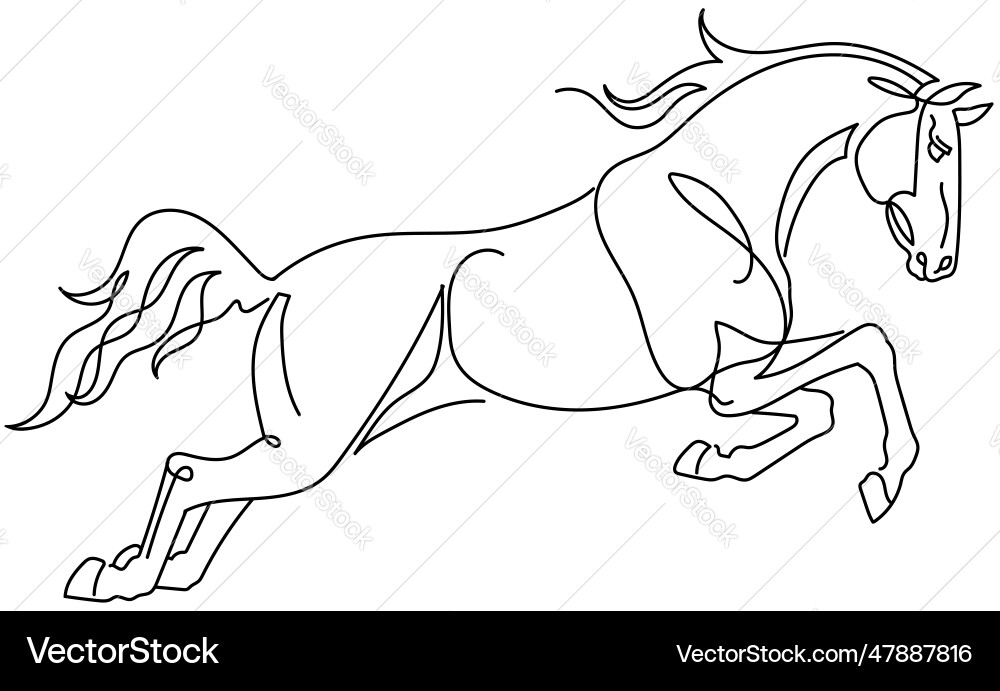 Horse in jump line tattoo vector image