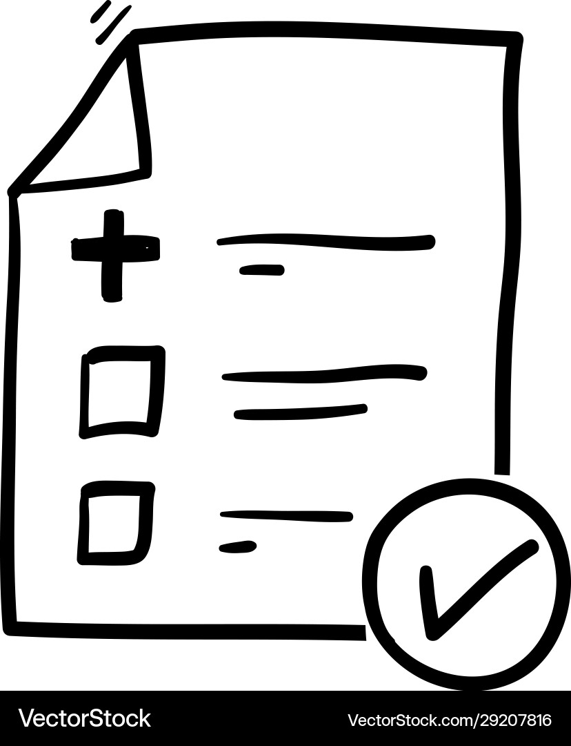 Medical form list with results data and approved vector image