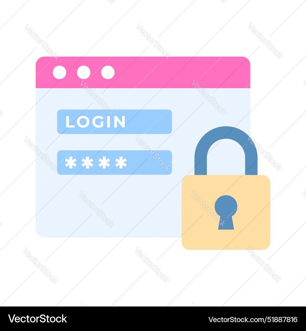 Padlock on website with password is showing vector image