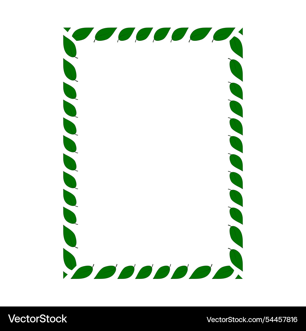 Rectangular frame with green leaf Rectangular frame with green leaf Vector Image