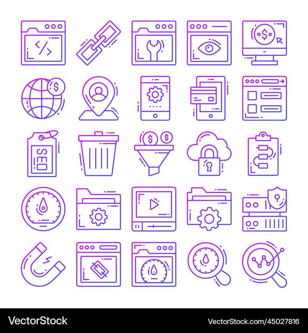 Set of seo icons for web design development vector image