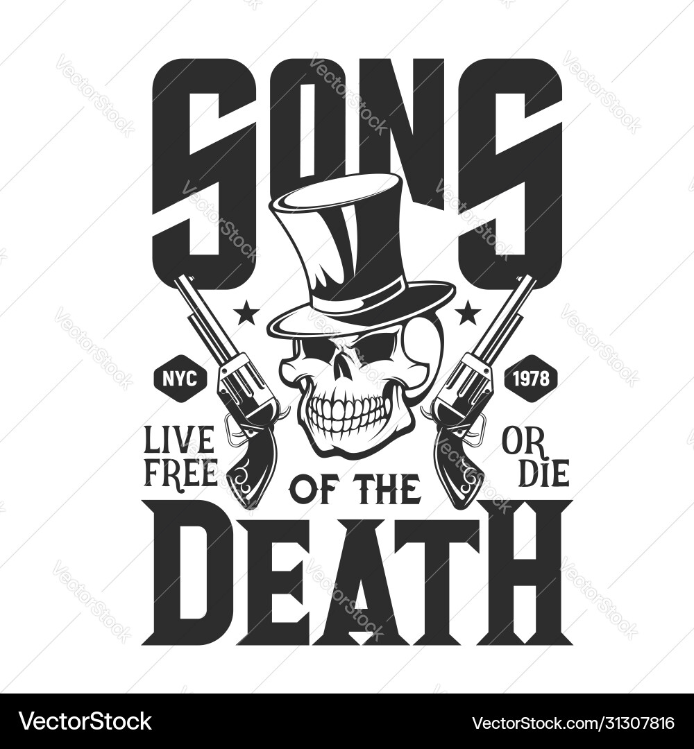 Skull with Guns T-Shirt Print vector image