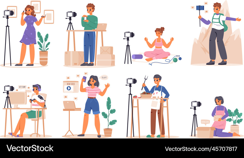 Bloggers review and streaming make up blog vector image