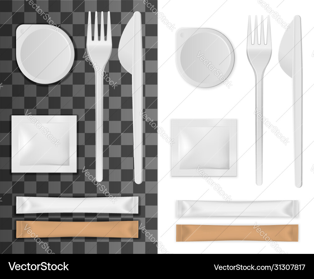 Disposable tableware salt sugar and napkins Disposable tableware salt sugar and napkins vector image