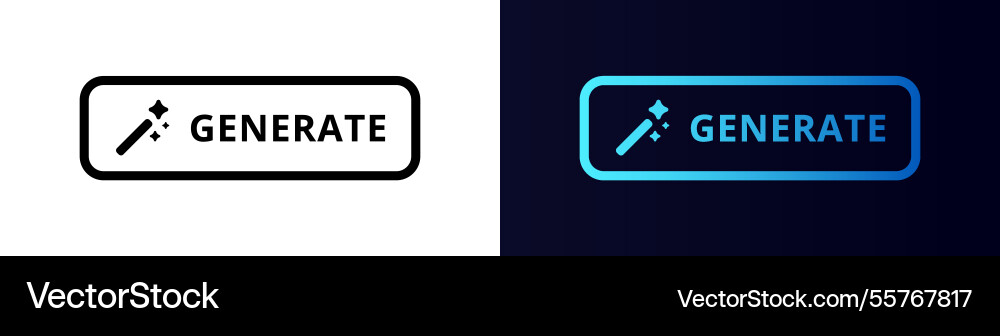 Generate button design with sparkling wand icon Vector Image