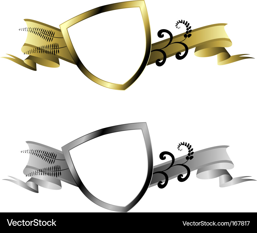 Gold and silver shields Royalty Free Vector Image