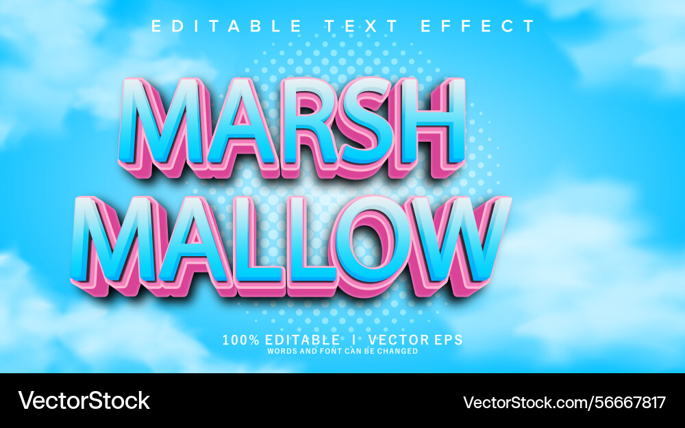 Marsh mallow text effect with modern style design vector image