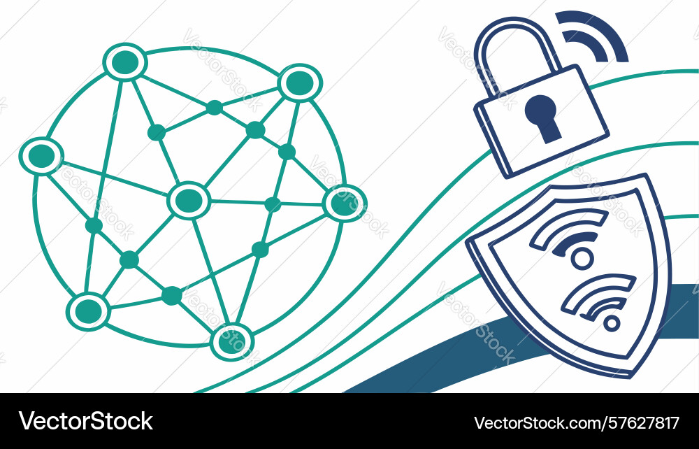 Secure wifi network shield cybersecurity concept vector image