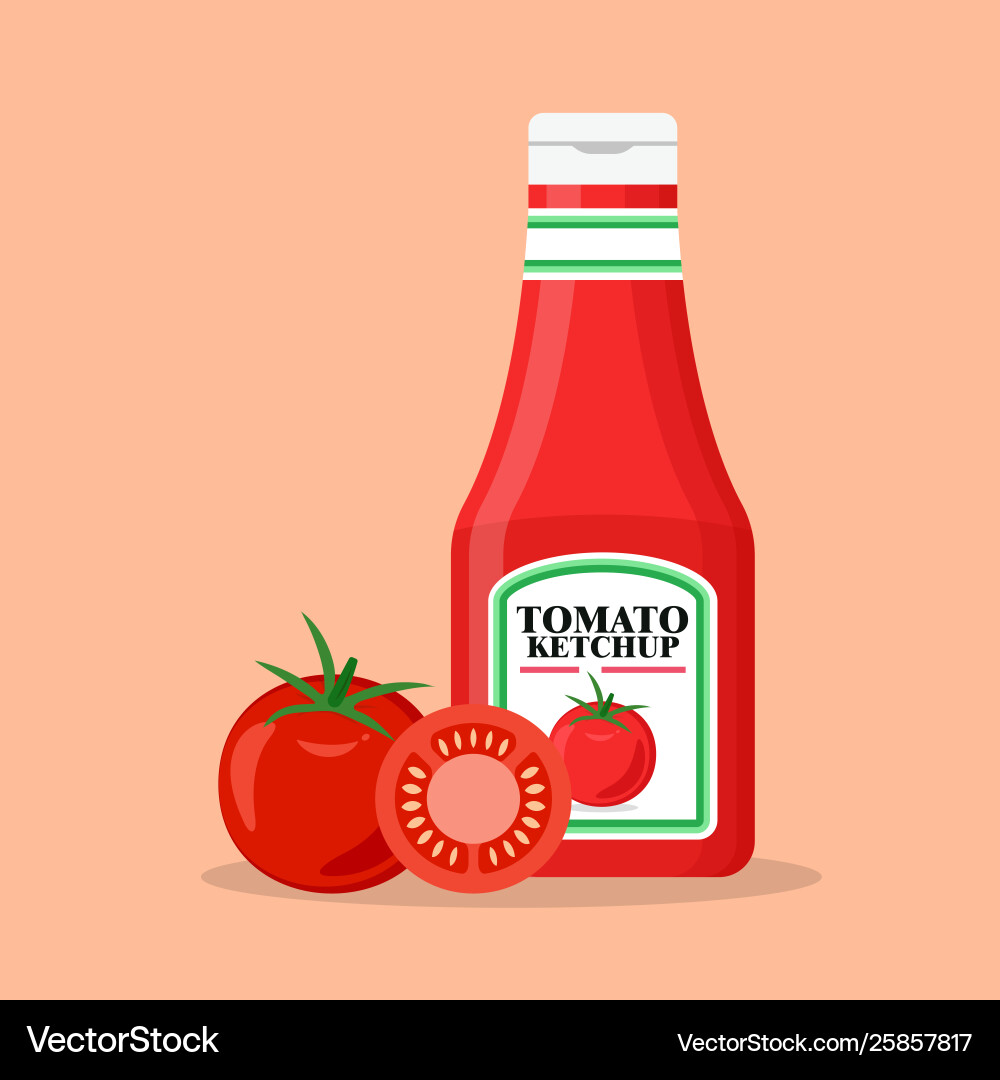 Tomato ketchup bottle with fresh tomatoes Tomato ketchup bottle with fresh tomatoes vector image
