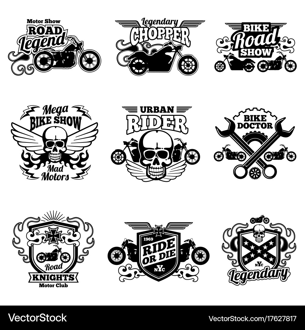 Vintage Motorcycle Patches - Club & Rider Vector Image