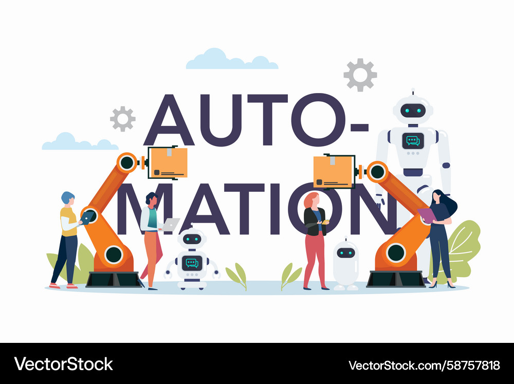 Automation and Robotics Workforce Vector Image