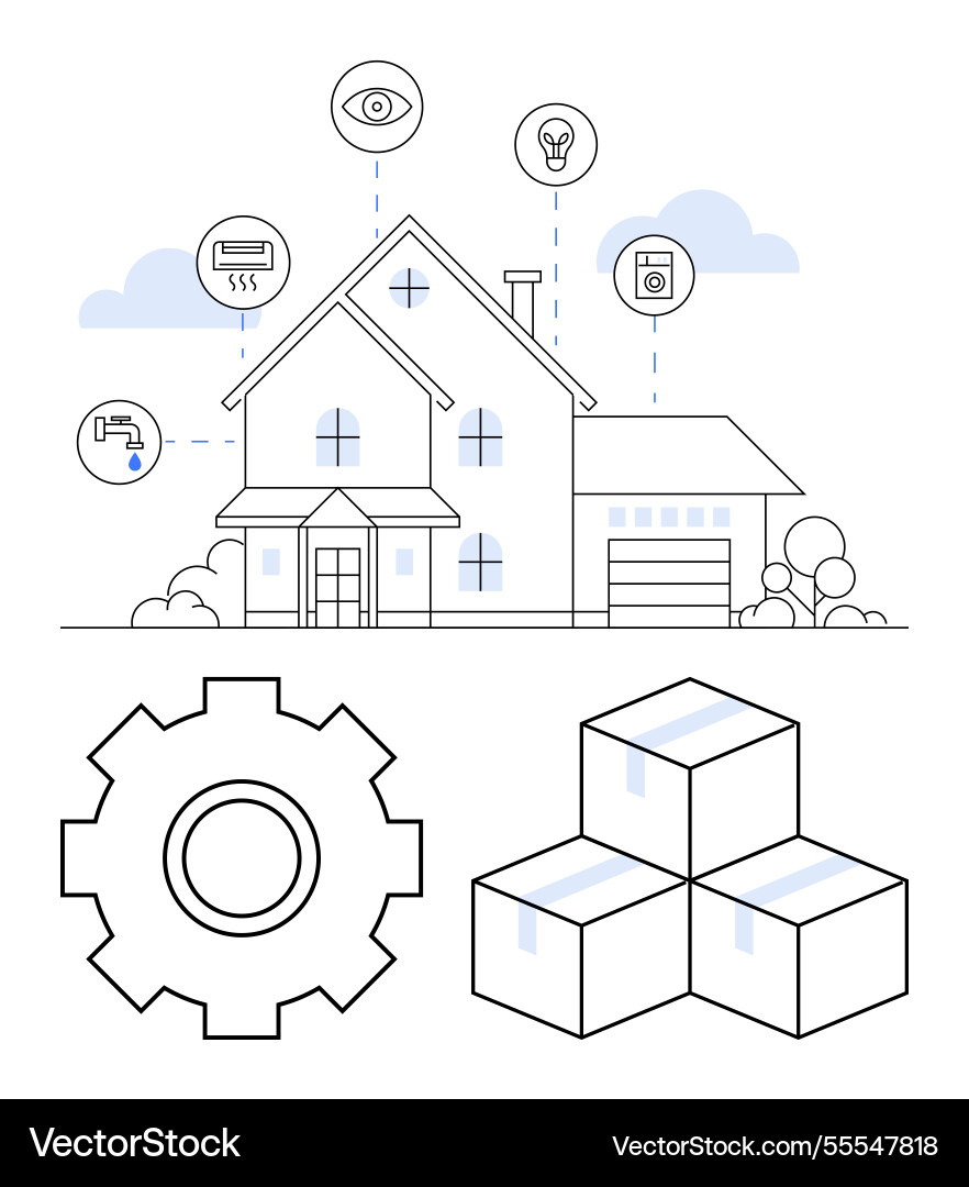 Smart home automation concept with connected Smart home automation concept with connected Vector Image