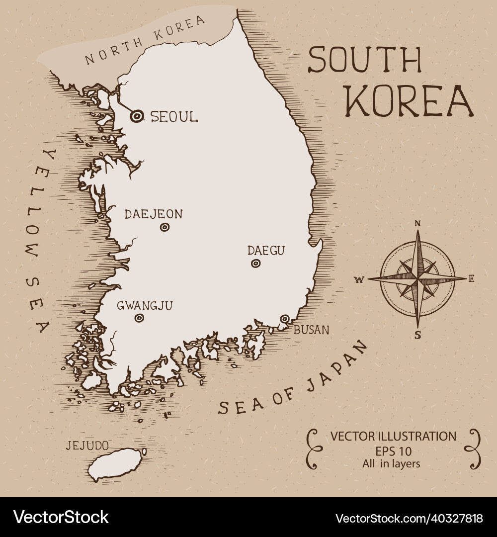Vintage map of south korea Vintage map of south korea vector image