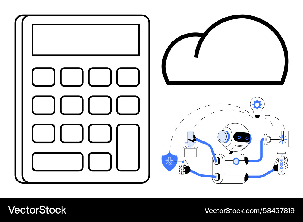 AI Cloud Analytics Robot Vector Image