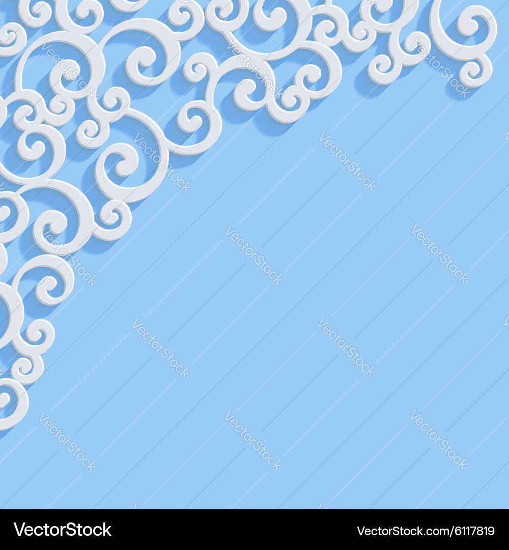 Blue 3d vintage invitation card with swirl Vector Image