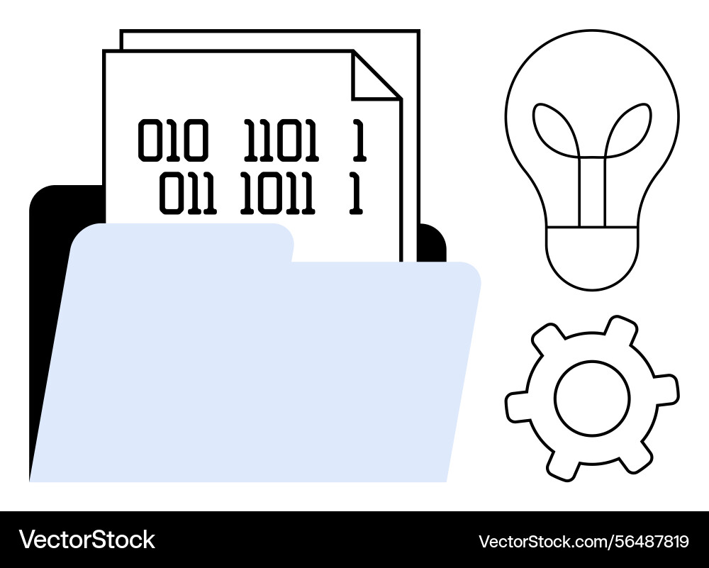 Digitaler Dateiordner mit Binärcode lightbulb Digitaler Dateiordner mit Binärcode lightbulb vektorbild